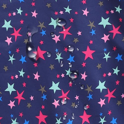 MGEOY Kids Rain Jacket Light Waterproof Hooed Fleece Lined Raincoat Windbreakers for Girls Star 5/6 - Image 5