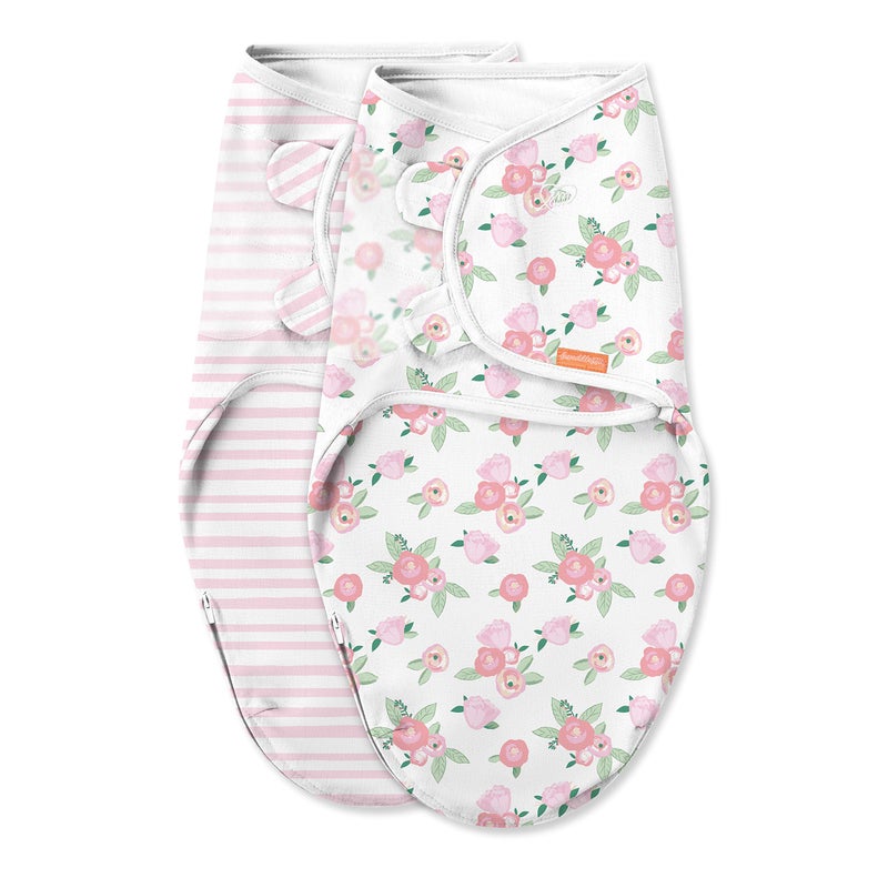 SwaddleMe Luxe Easy Change Swaddle â€“ Size Small/Medium, 0-3 Months, 2-Pack (Water Color Floral) - Image 1