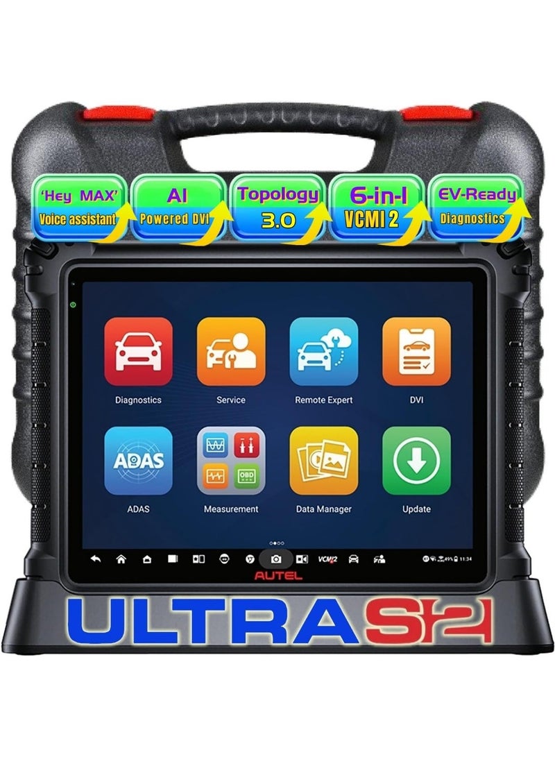 أوتل Autel MaxiSYS Ultra S2 OBD2 Scanner, 2025 New Diagnostic with AI, Upgraded MS Ultra, 6-in-1 VCMI2, Topology 3.0, EV Tests, WiFi 6, 48+ Services, Motor Truspeed Repair, Multi-Point DVI, ECU Programming - Image 1