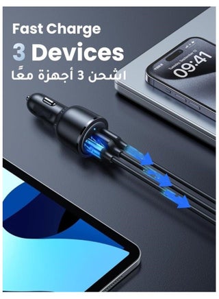 84W Fast USB C Car Charger Adapter 3 Ports Car Mobile Phone Fast Charging Socket Plug  Car Charger Compatible With iPhone 16 15 Pro Max MacBook Pro Air Samsung S24 S23 Ultra Xiaomi - view 4