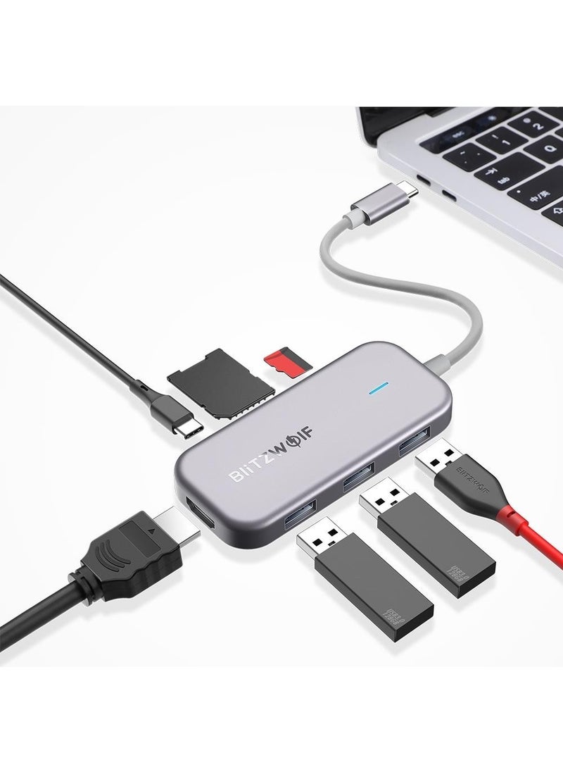 BlitzWolf - ® Bw-Th5 3 in 1 USB 3.0 with TF Card Reader 7 In 1 Usb-C Data Center Usb-C Pd Charger 4K Display USB Hub For Macbooks - Image 1