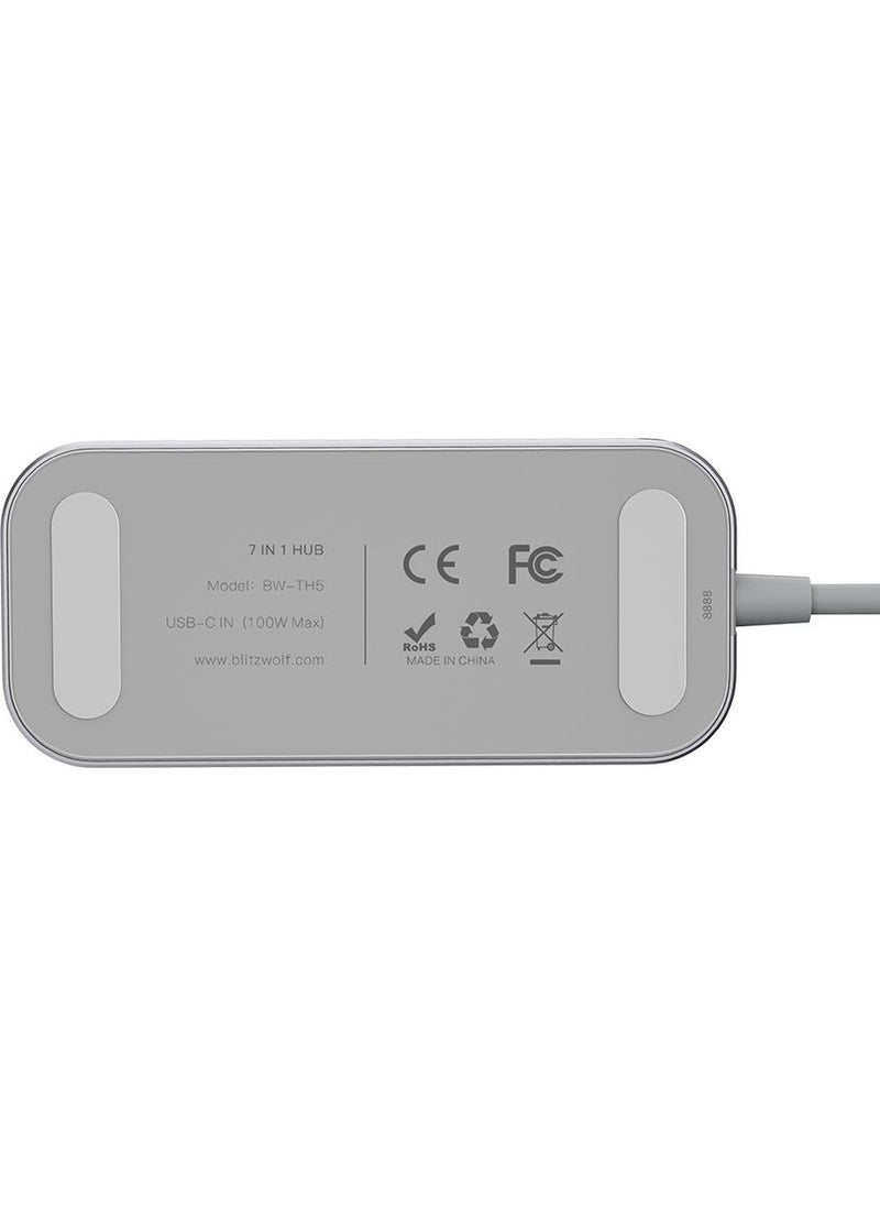 BlitzWolf - ® Bw-Th5 3 in 1 USB 3.0 with TF Card Reader 7 In 1 Usb-C Data Center Usb-C Pd Charger 4K Display USB Hub For Macbooks - Image 1