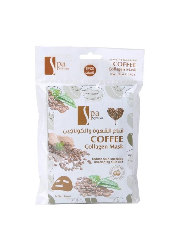 Spa System Coffee & Collagen Face Mask - 28ml × 5 pcs