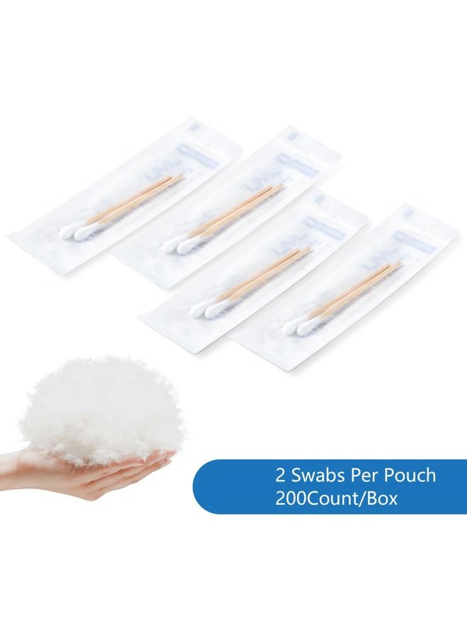 JMU Sterile Cotton Tipped Applicators 3", 200 Count Sterile Cotton Swabs, Wood Shaft Medical Swabs - Image 3