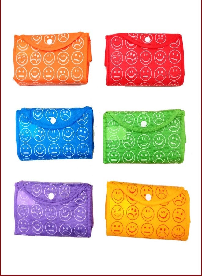 Trusmile® Set of 6 Foldable Reusable Bags Smiley Printed Bags 2 Kg Capacity - Image 4