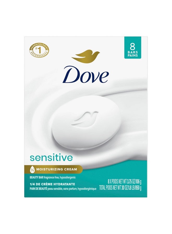 Dove Dove Beauty Bar Soap Sensitive, 8 Bars for Sensitive Skin, Fragrance Free and Hypoallergenic 3.75 oz - Image 1