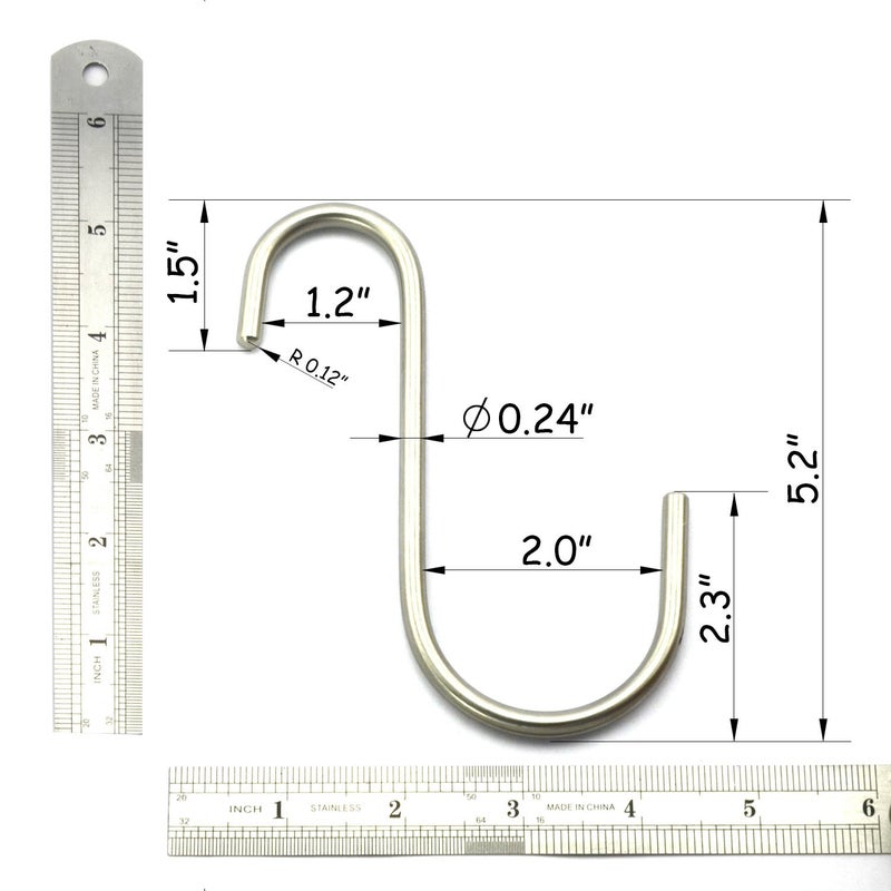 رولينج مجموعة من 4 قطع من Ruiling مقاس كبير جدًا 5.2 بوصة، خطافات متينة من الفولاذ المقاوم للصدأ المصقول الصلب المصقول على شكل حرف S، خطافات تعليق ثقيلة للحمام والمكتب وخزانة الملابس وغرفة التخزين. - Image 2