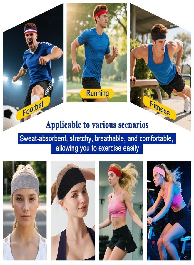 Xtrend Sweatbands Sports Headband for Men and Women Terry Cloth Moisture Wicking Sports Sweatband for Tennis, Basketball, Running, Gym, Working Out (Black, White, Gray) - Image 4