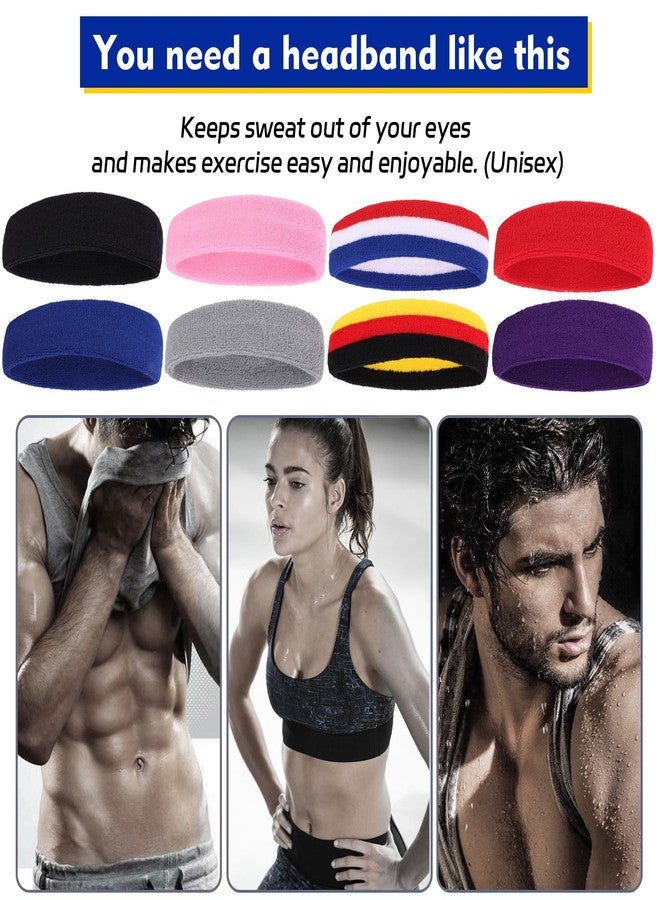 Xtrend Sweatbands Sports Headband for Men and Women Terry Cloth Moisture Wicking Sports Sweatband for Tennis, Basketball, Running, Gym, Working Out (Black, White, Gray) - Image 3