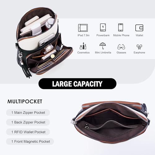 Roulens Crossbody Purse for Women Vegan Leather Medium Crossbody Wallet Bag for Travel Women Shoulder Handbags with Tassel - Image 5