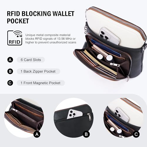 Roulens Crossbody Purse for Women Vegan Leather Medium Crossbody Wallet Bag for Travel Women Shoulder Handbags with Tassel - Image 3