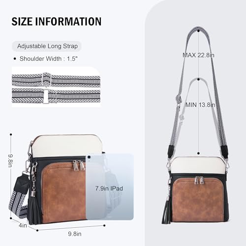 Roulens Crossbody Purse for Women Vegan Leather Medium Crossbody Wallet Bag for Travel Women Shoulder Handbags with Tassel - Image 4