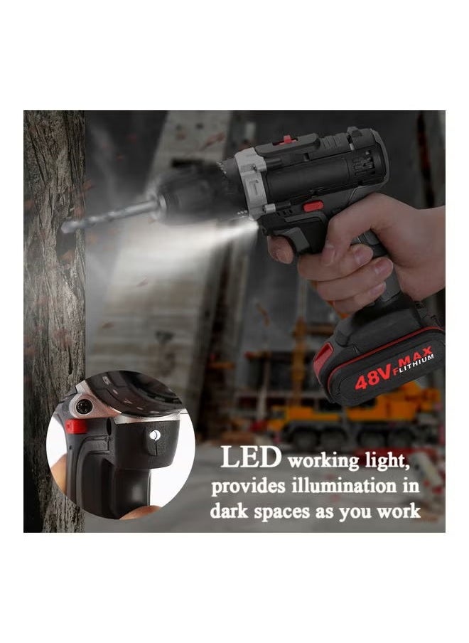 Generic - Electric Impact Cordless Drill High Power Drill Black/Red 27x5x24.5cm - Image 1