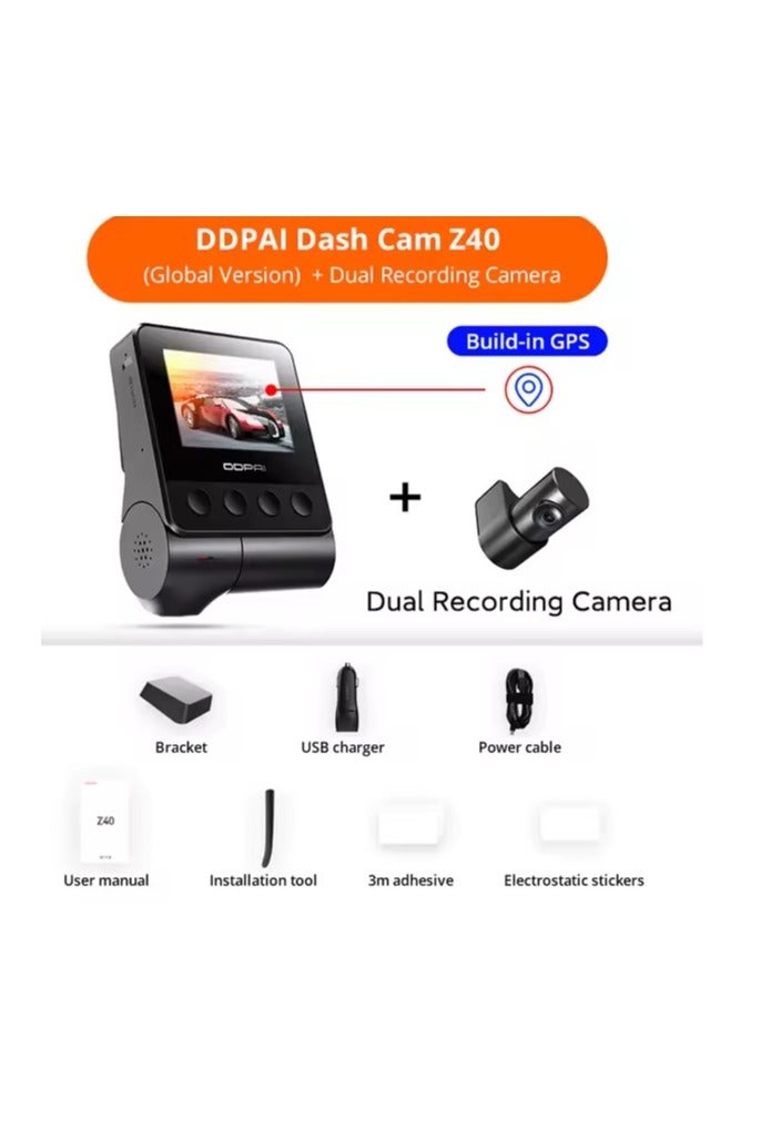 ddpai Z40 GPS Dual Dash Cam Car Camera Recorder Sony IMX335 1944P HD Video GPS Tracking 360 Rotation Wifi DVR 24H Parking Protector - Image 2