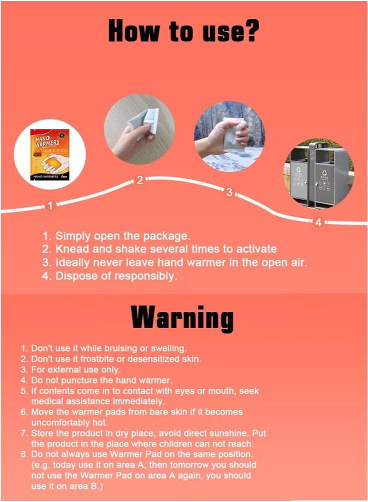 Air-Activated Disposable Hand Warmers, Unique Design Reacts with Air Creating a Safe and Long Lasting Hand Warmer, Disposable 10 Pair Pack, - Image 3