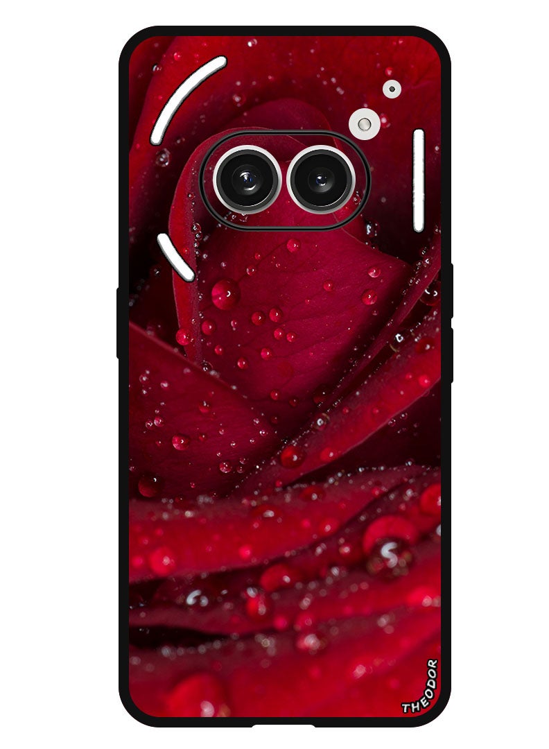 Theodor غطاء واقي مضاد للخدش ومقاوم للصدمات لهاتف Nothing (2A) بلس - هاتف Nothing (2A) بتصميم بتلات الورد الحمراء - Image 1