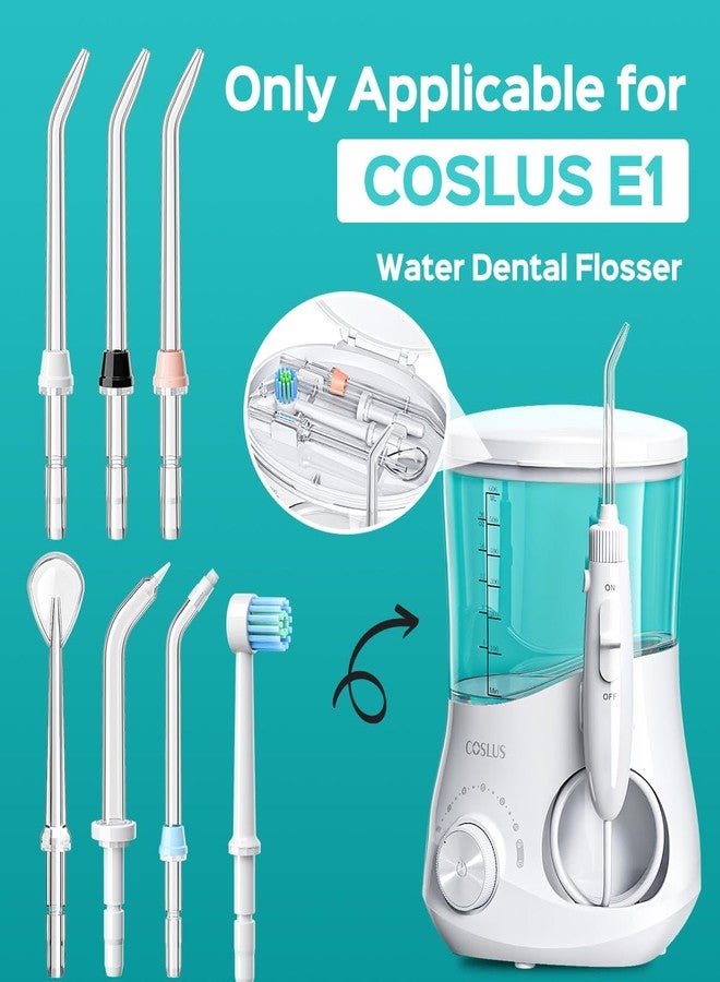 كوسلوس رؤوس بديلة لجهاز تنظيف الأسنان بالماء من COSLUS: رؤوس بديلة متوافقة فقط مع جهاز تنظيف الأسنان بالماء E1، رؤوس إعادة تعبئة لجهاز الري الفموي، 7 قطع - Image 2