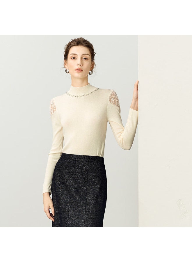 Yanyee Yanyu Design High Neck Knit Sweater Women Winter Slim Fit Versatile Base Layer Pullover Black S - Image 1