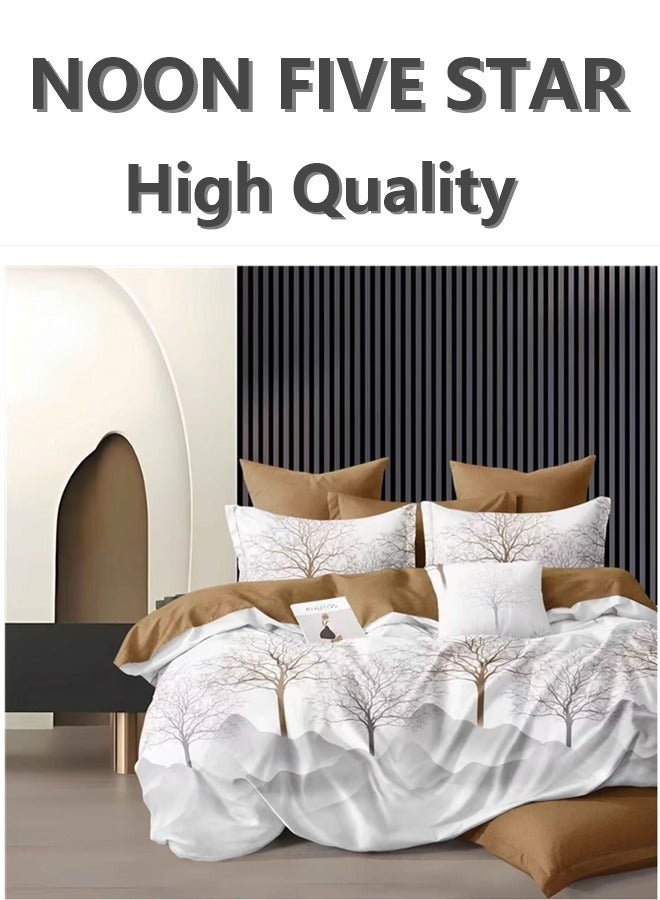 All-in-One King Bed Set 220x240cm: 6PCS Duvet Cover 4Pillow Cover 1 Deep Pocket Fitted Sheet