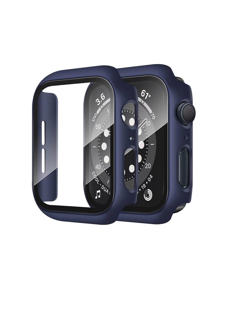 iWatch Protector Hard PC + Tempered Glass Case Compatible with Apple Watch Series 6/5/4/SE 40mm Screen Protector, Full Coverage, Touch Sensitive, Slim Bumper Protective Cover(40 mm, Blue) - Image 1