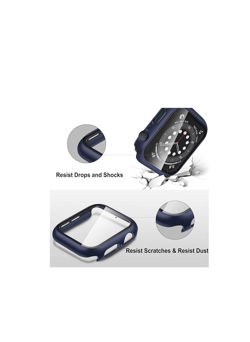 iWatch Protector Hard PC + Tempered Glass Case Compatible with Apple Watch Series 6/5/4/SE 40mm Screen Protector, Full Coverage, Touch Sensitive, Slim Bumper Protective Cover(40 mm, Blue) - Image 2