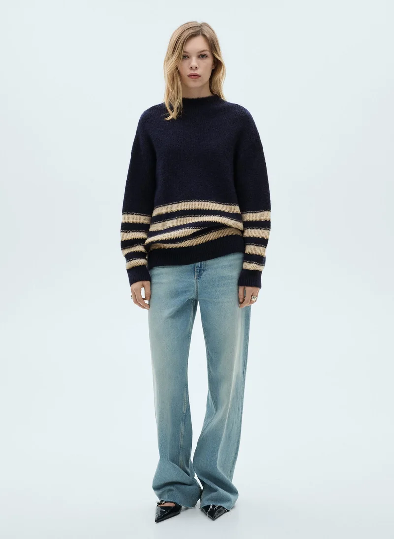 MANGO Perkins-Neck Striped Sweater
