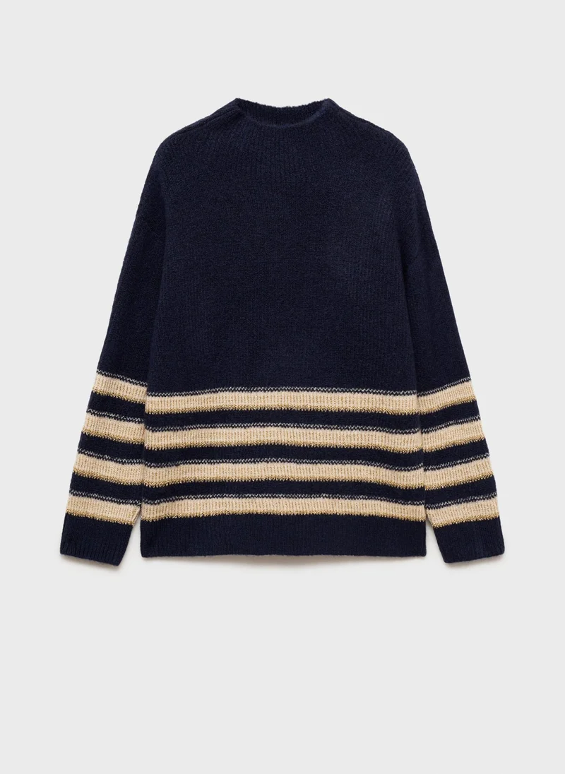 MANGO Perkins-Neck Striped Sweater