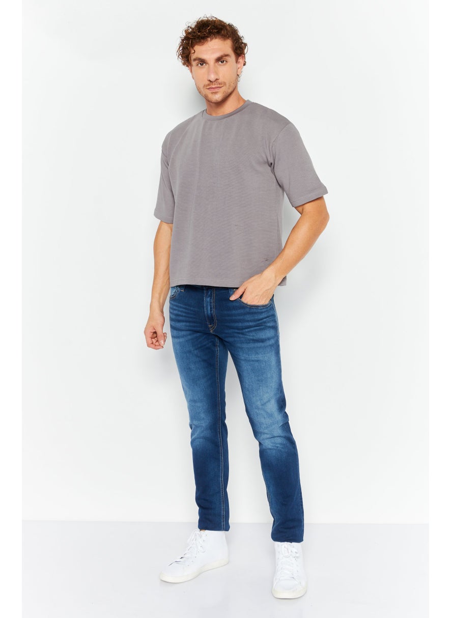 Nordland Men Crew Neck Short Sleeve Twill T-Shirts, Ash Grey  - Image 2