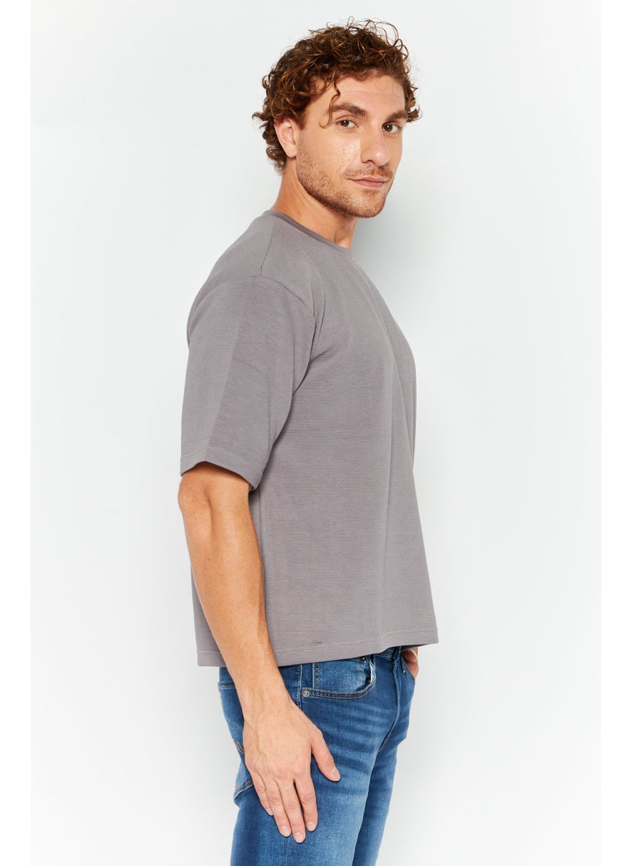 Nordland Men Crew Neck Short Sleeve Twill T-Shirts, Ash Grey  - Image 3
