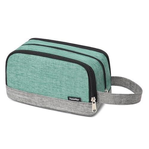 Yeiotsy Dopp Kit for Men - Color Clash Travel Toiletry Organizer with Mesh Pockets, Durable Shaving bag for Gym & Camping (Green) - Image 1