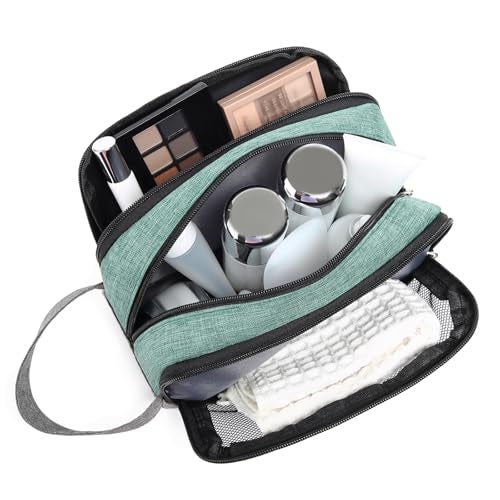 Yeiotsy Dopp Kit for Men - Color Clash Travel Toiletry Organizer with Mesh Pockets, Durable Shaving bag for Gym & Camping (Green) - Image 2