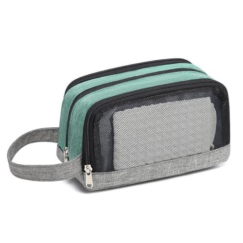 Yeiotsy Dopp Kit for Men - Color Clash Travel Toiletry Organizer with Mesh Pockets, Durable Shaving bag for Gym & Camping (Green) - Image 3