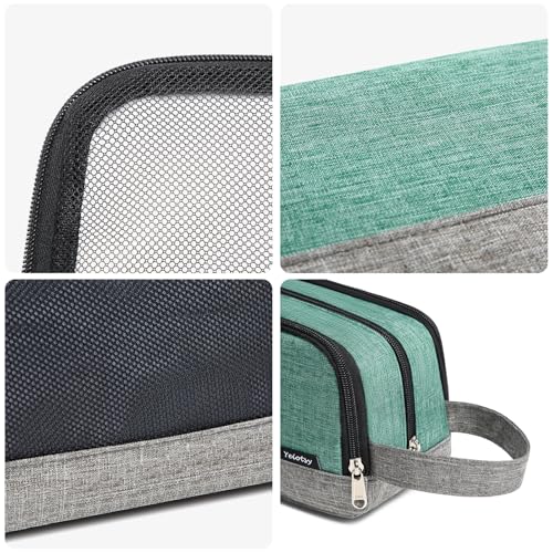 Yeiotsy Dopp Kit for Men - Color Clash Travel Toiletry Organizer with Mesh Pockets, Durable Shaving bag for Gym & Camping (Green) - Image 5