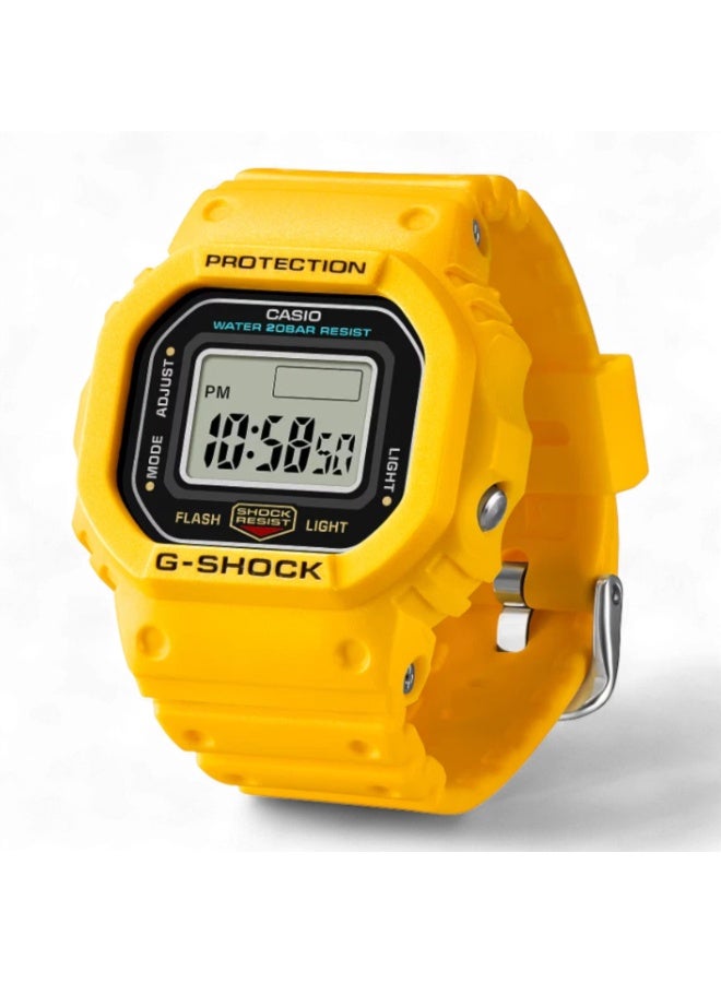 G-SHOCK Nano Watch DWN-5600-9JR, 23.4 × 20.0 mm Black LCD Dial, Yellow Bio‑resin Ring Band, 200 m WR - Image 2