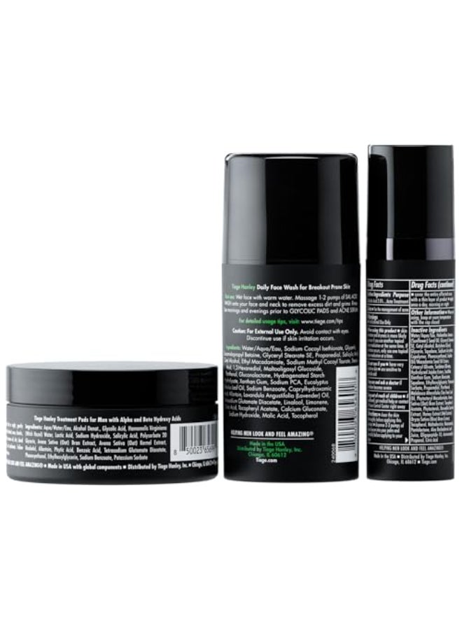 Tiege Hanley Acne Treatment Skin Care Set for Men System Level 1 Tiegeclear Advanced Routine With Salicylic Acid Wash Glycolic Acid Pads and Serum All Skin Types Mens Skin Care 3 Piece Kit - Image 3