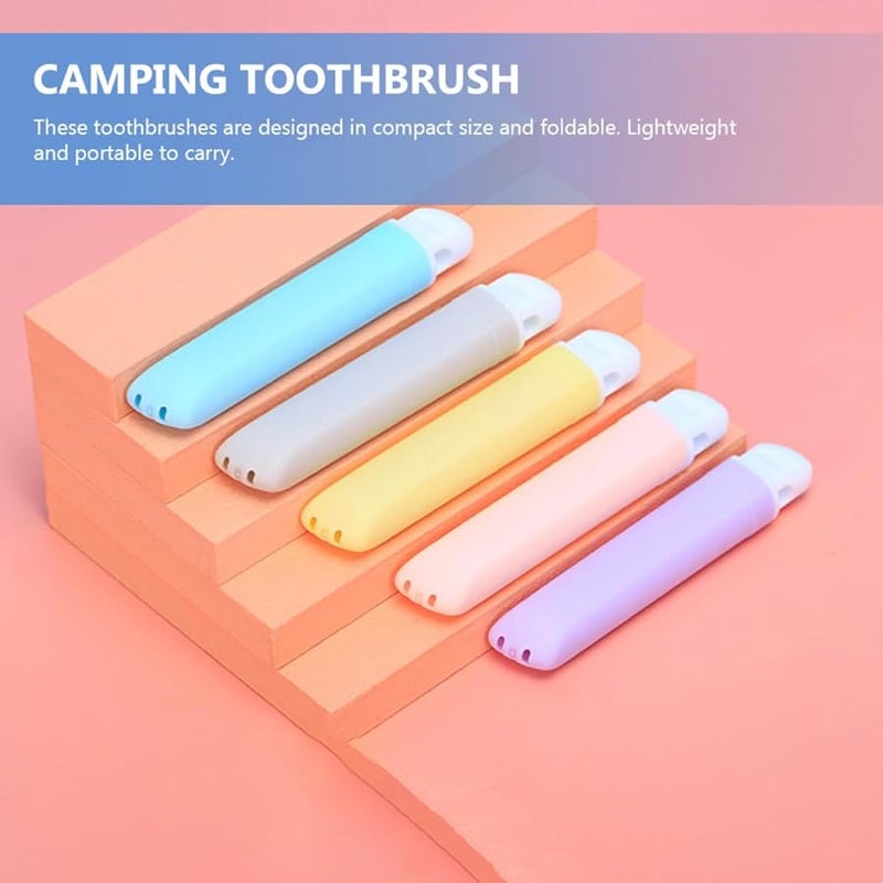TIDTALEO 5 Pack Portable Folding Toothbrush Soft Bristles For Travel Camping Random Color - Image 5