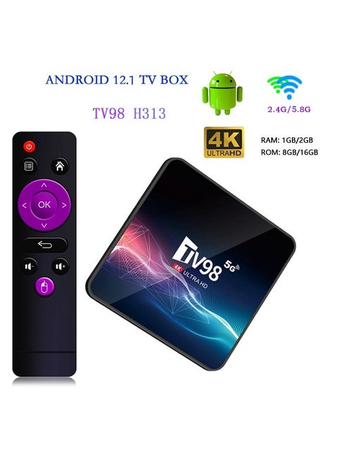 Android 12.1 TV Box with Remote Control Allwinner H313 Quad Core ARM Cortex A53 Support 4K 3D Set Top Box Home Media Player