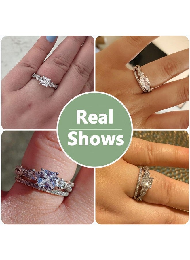 Newshe Jewellery خاتم خطوبة وزفاف مجموعة من فضة استرلينية 925 بحجر زفاف أبيض على شكل كمثرى 1.7 قيراط بحجم 5 - Image 3