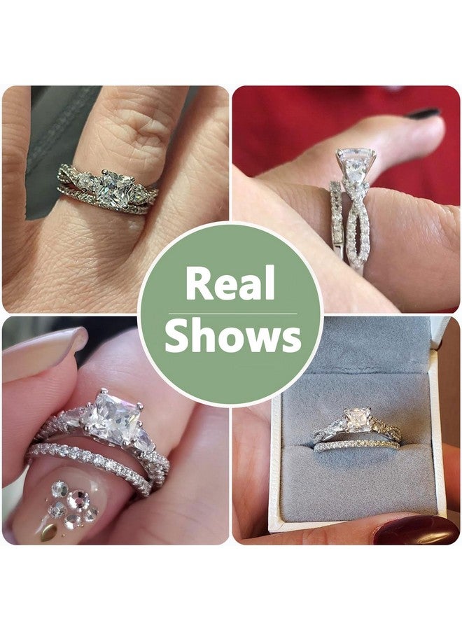 Newshe Jewellery خاتم خطوبة وزفاف مجموعة من فضة استرلينية 925 بحجر زفاف أبيض على شكل كمثرى 1.7 قيراط بحجم 5 - Image 2