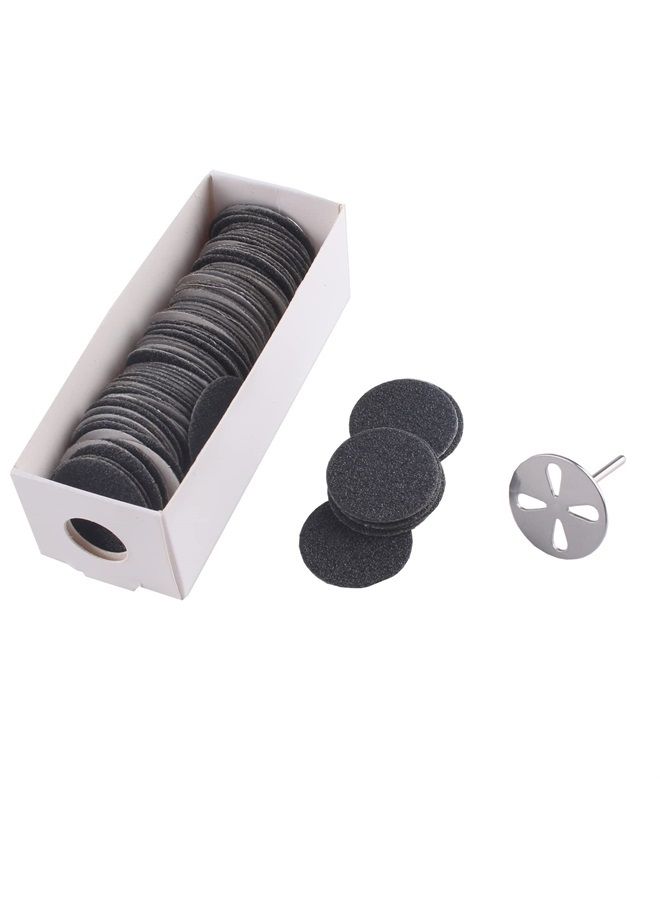 MZCMSL 100pcs Sandpaper Discs and 1pcs Metal Nail Bit,25mm Pedicure Sanding Disc Bit,Electric Foot Files,#80 Grit(Coarse) - Image 1