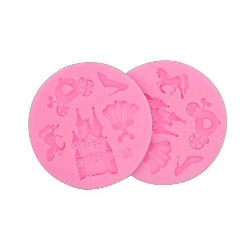 HengKe 2 Pcs Silicone Fondant Mold Children's castle Mould Jelly Sugar Chocolate Fondant Silicone Molds for Sugarcraft Candy Cupcake Ice Jewelry Food Grade Silicone Molds DIY Sugar Craft Tools - Image 1