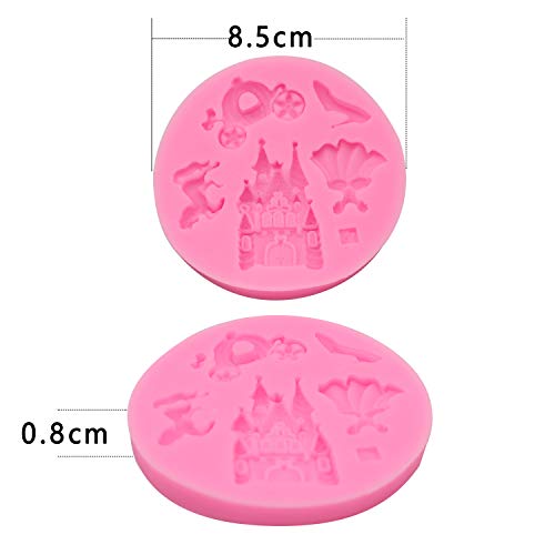 HengKe 2 Pcs Silicone Fondant Mold Children's castle Mould Jelly Sugar Chocolate Fondant Silicone Molds for Sugarcraft Candy Cupcake Ice Jewelry Food Grade Silicone Molds DIY Sugar Craft Tools - Image 3