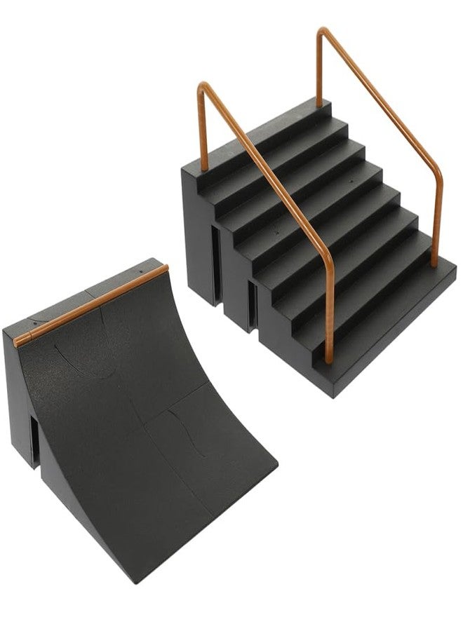 Vaguelly Finger Skateboard Ramp 2Pcs Fingerboard Park Obstacle Set for Kids Desktop Skating Accessories Hand Skateboard Training Toys for Creative Play - Image 1