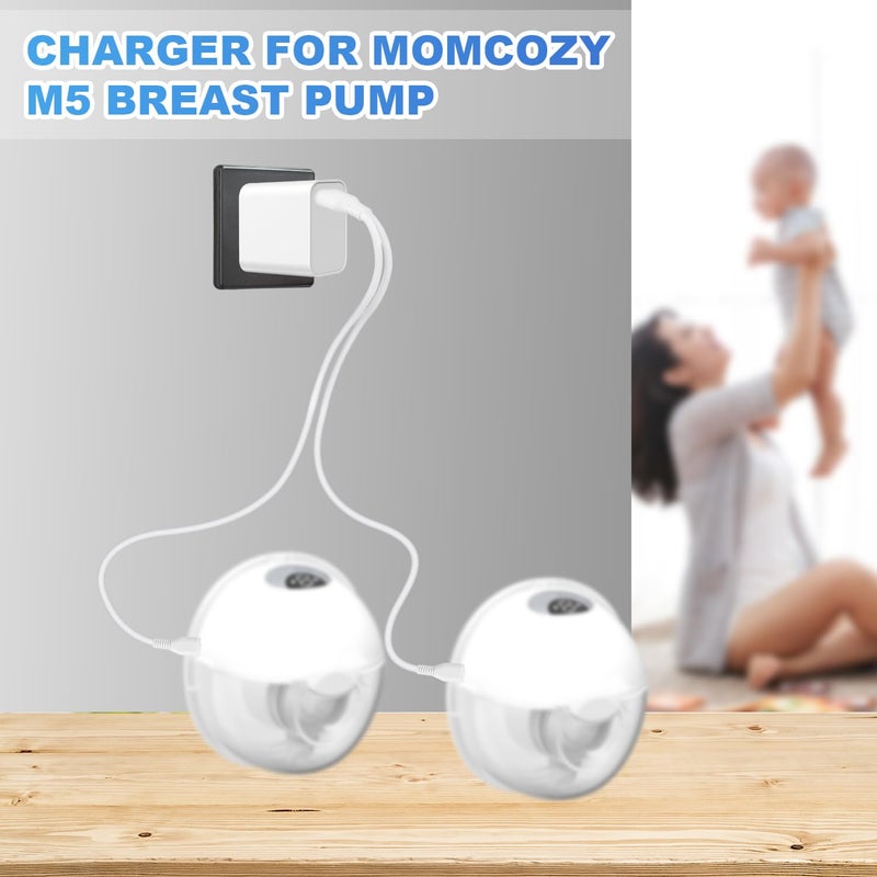 BTFO 2pcs Charging Cable for Momcozy M5 M6 M9 S9 Pro  S12 Pro Hands Free Breast Pumps Charger 2244 Inch Long White USB Power Cord Accessories for Momcozy M5 - Image 4