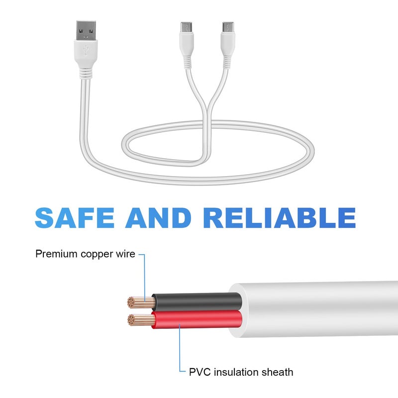 BTFO 2pcs Charging Cable for Momcozy M5 M6 M9 S9 Pro  S12 Pro Hands Free Breast Pumps Charger 2244 Inch Long White USB Power Cord Accessories for Momcozy M5 - Image 3