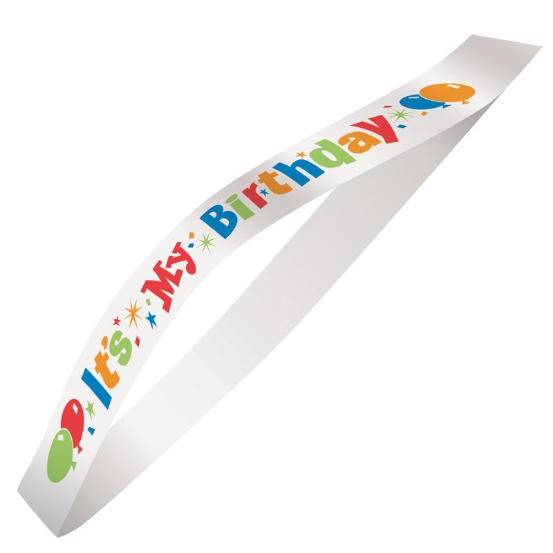 Unique It's My Birthday Satin Sash, Child Size, White - Image 1