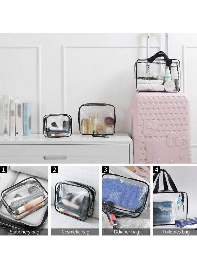 3PCS PVC Travel Transparent Storage Bags with Strap for Clothes Toiletries Cosmetics Organizer Sturdy Zipper Durable Double Stitching Space Saving Luggage Organizer for Toiletries Stationery  - Image 5