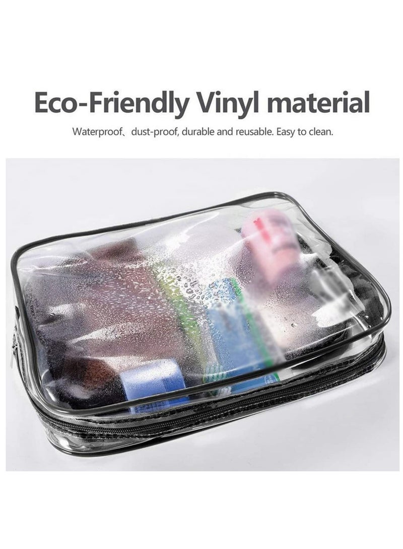 3PCS PVC Travel Transparent Storage Bags with Strap for Clothes Toiletries Cosmetics Organizer Sturdy Zipper Durable Double Stitching Space Saving Luggage Organizer for Toiletries Stationery  - Image 3