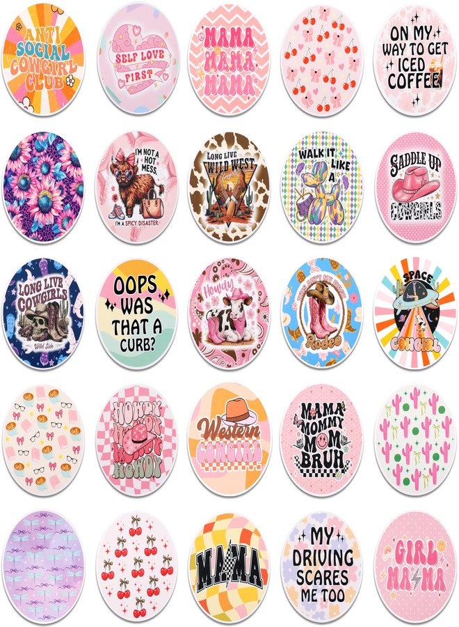 MUBYOK M506 3inch 100pcs Car Freshies Cardstock Cutouts Round for Circles Silicone Molds & Aroma Beads Accessories Supplies, Funny Quote, Western, Mama,Pink bow,Drive - Image 4