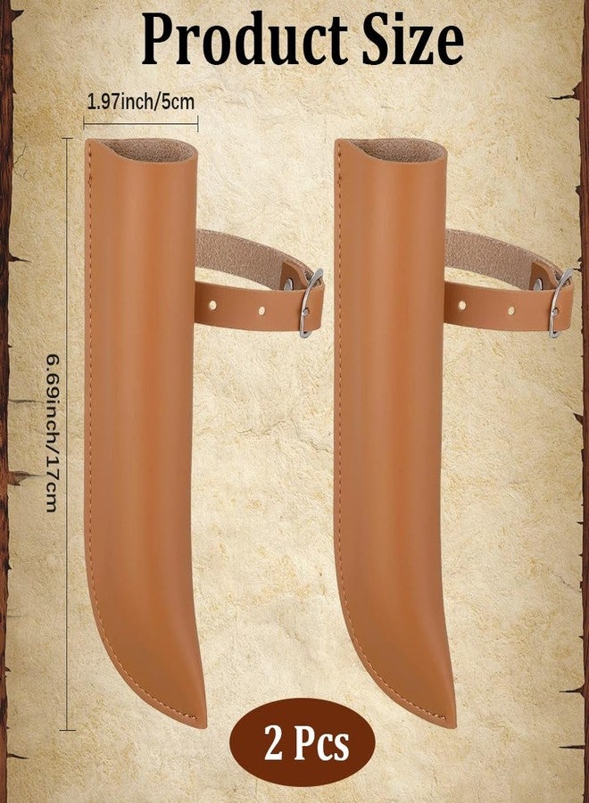 CALFOVERA 2PCS 6.69 x 1.97 Inch PU Leather Flag Carrier Pouch with Stirrup for Horse Brown Flag Belt Holder Case Adjustable Stirrup Boot with Buckle for Rider Training Horse Saddles Pole - Image 2